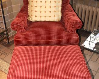 BUY IT NOW! $575.00. Pair of Brick Red Chairs with Ottomans On Rollers, by Southwood.