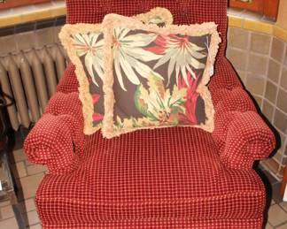 BUY IT NOW! $575.00. Pair of Brick Red Chairs with Ottomans On Rollers, by Southwood.