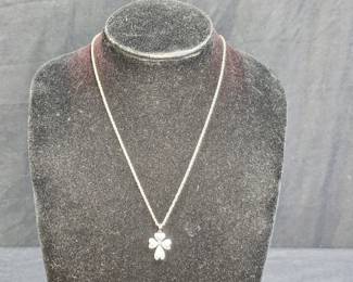 Platinum over Sterling Clover Cross Pendant