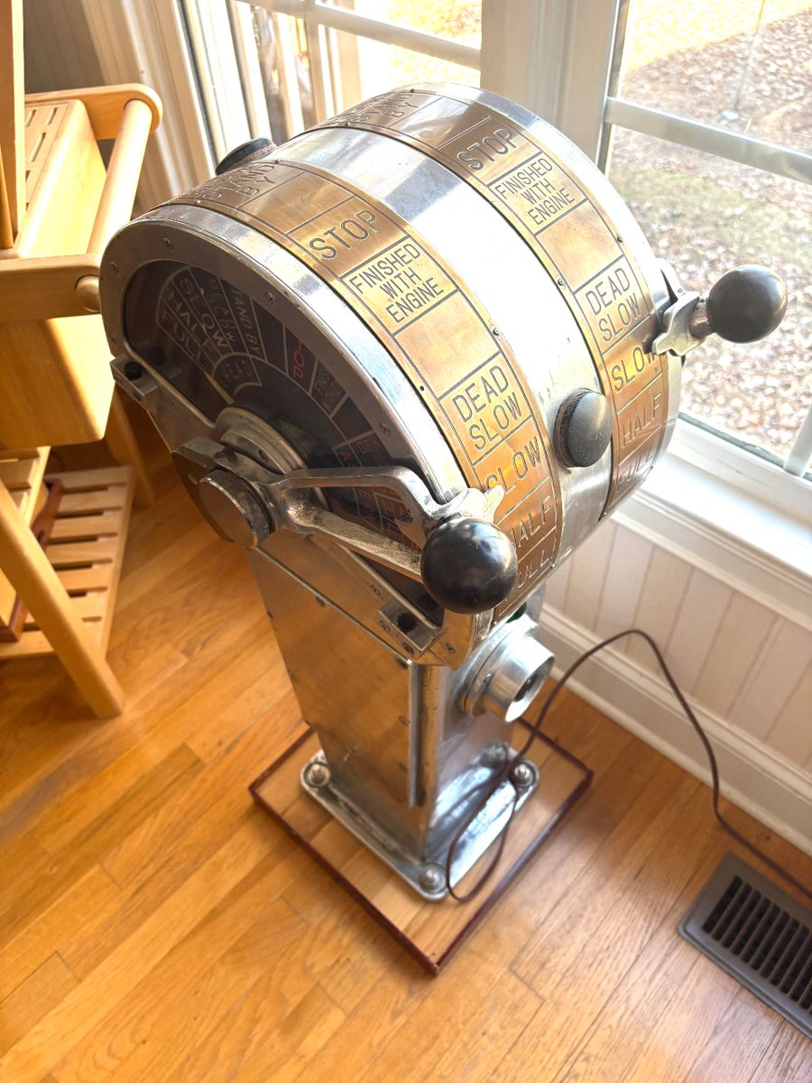 Aluminum and brass ships bridge telegraph , Nippon Zosenkikai marine electric engine telegraph