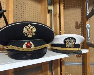 Soviet Russian Navy Visor Cap and Vintage US Navy Officers Cap