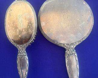 Sterling brush and mirror
