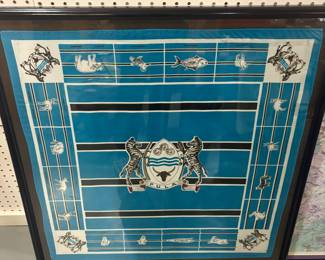 Botswana coat of arms fabric framed art