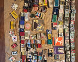 HIGHEST & BEST BY 4:00 TUESDAY!

Over 1800 vintage matchbooks on FULL LOT. Including very cool vintage matchbooks on 4 wall covering & vintage bag over flowing with additional vintage matchbooks
 Very unique!