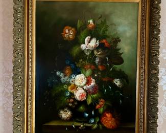 Framed 20th century oil on canvas Floral Still Life.