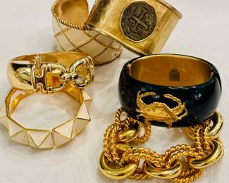 Vintage cuffs, including Lily Pulitzer, Carolyn Roehm, Kenneth Jay Lane, Carolina Herrera, and others