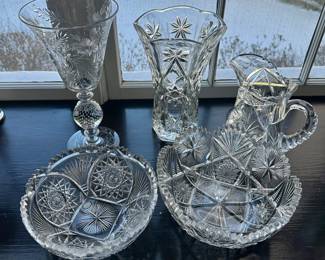 Cut crystal serving pieces
