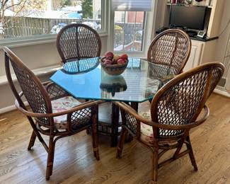 Palm Beach Regency chairs and glass topped table