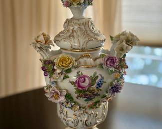 Antique hand painted porcelain urn. 