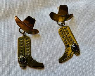 Sterling cowboy boots earrings