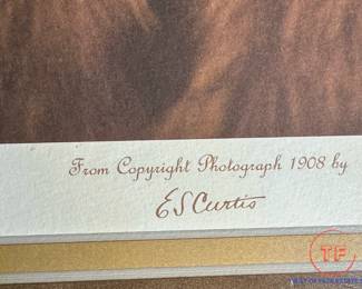 Limited Edition E.S. CURTIS Framed Photographic Reprint "Bears Belly - Arikara"