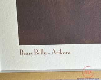 Limited Edition E.S. CURTIS Framed Photographic Reprint "Bears Belly - Arikara"