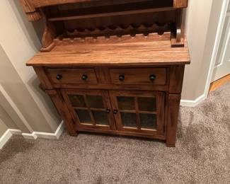 Sedona Traditional Rustic Oak Hutch and Buffet with Glass Doors