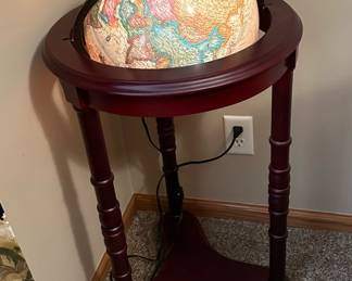 Lighted Globe on Wood Stand