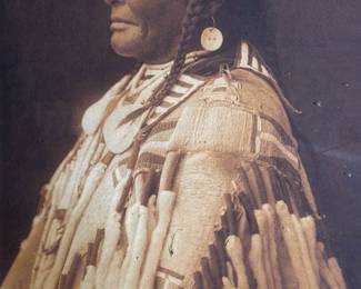 Limited Edition E.S. CURTIS Framed Photographic Reprint "Shot In The Hand - Apsaroke"