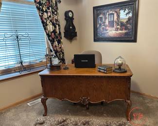 Vintage Wood Carved Executive Desk