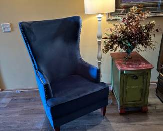 Contemporary High Back Studded Armchair