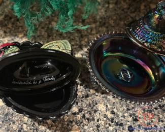 FENTON Hen on Basket Trinket Bowl