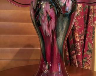 LOTTON Art Glass Multi Floral Table Lamp Signed CHARLES LOTTON 1996 (27" Tall)