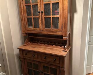Sedona Traditional Rustic Oak Hutch and Buffet with Glass Doors