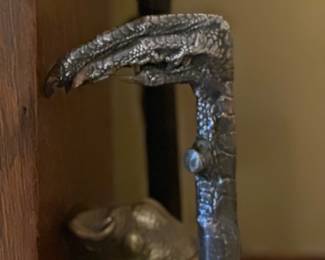 Elemental Shaman Ceremonial Staff Walking Stick with Silver Plated Turkey Claw