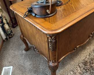 Vintage Wood Carved Executive Desk