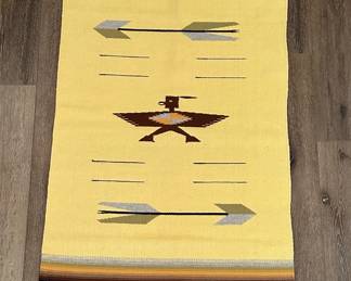 Vintage Ortega Chimayo Thunderbird Hand Woven Table Runner (62"x30")