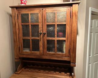 Sedona Traditional Rustic Oak Hutch and Buffet with Glass Doors