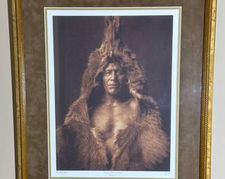 Limited Edition E.S. CURTIS Framed Photographic Reprint "Bears Belly - Arikara"