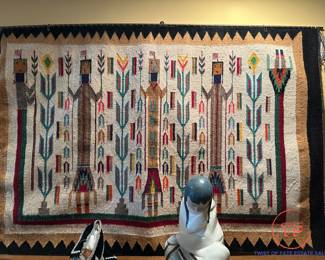 Tagged Totah Trading Post Mexico Totah Navajo Yei Weaving/Rug by JULIA PESHLAKAI SHIPROCK (50"X34")