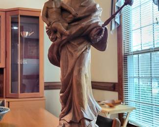 Monumental antique german   statue of Madonna and child carved by monastery monks.
