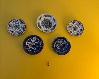 Large collection blue white plates