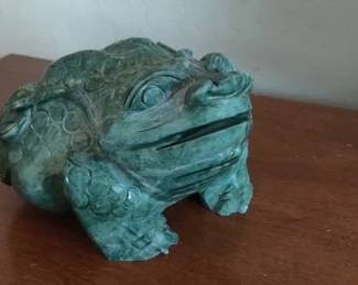 Carved stone money frog- feng shui