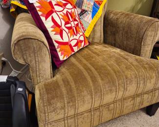 Over stuffed chair just right for curling up and  reading