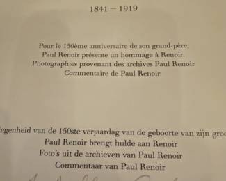 Autographed copy of the special Renior Exhibit 