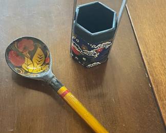 Japanese toothpick holder and spoon