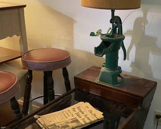 Unique water pump lamp table
