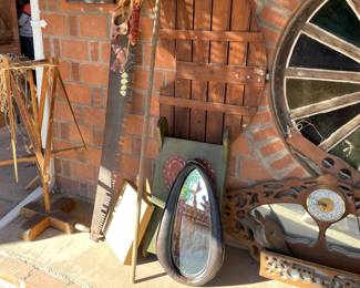 Vintage drying rack and primitive decor