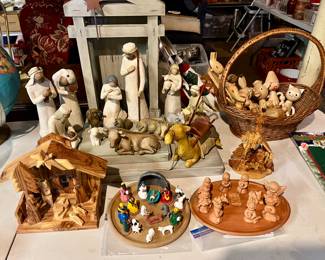 Willow Tree nativity. Large selection of other Willow Tree figures throughout the house.