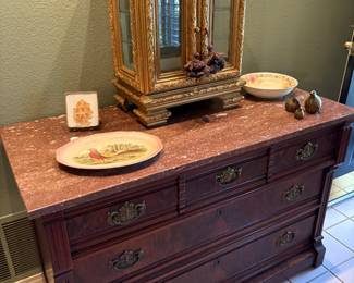 Antique marble  top chest of drawers