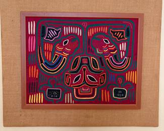 Vintage Mola mounted on burlap board