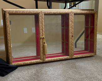Gold leaf glass display case w/ glass shelves (shelves not pictured)