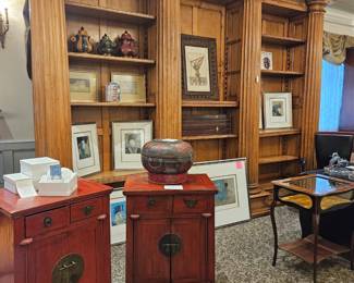 2 red laquer 19th c. Cabinets