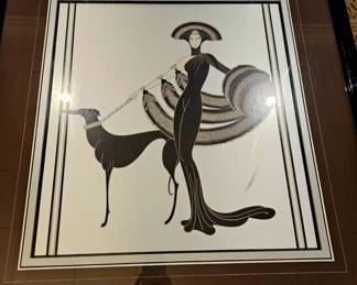 Erte lithograph on silver paper, great frame