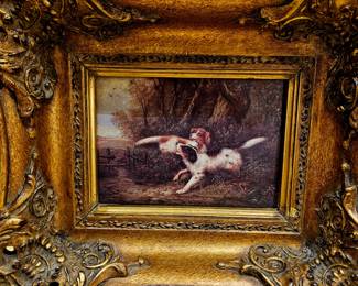 Beautifully framed dog art