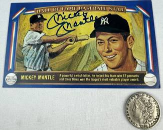 SIGNED Mickey Mantle 1982 Davco Publishing Hall of Fame Baseball Stars Card