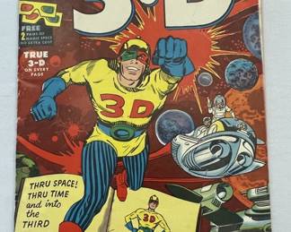 Vintage Dec. 1953 Captain 3-D No. 1 Harvey Comics .25 Cent Comic Book