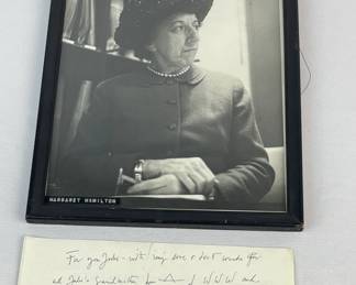 SIGNED Wizard of OZ Margaret Hamilton Inscribed Paper w/ Original Photo FRAMED