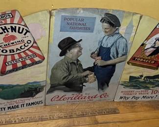 RARE Antique 1923 P. Lorillard Beech-Nut and Union Leader Redi Cut Tobacco 3 Section Fold Out Cardboard Advertising Store Display Sign