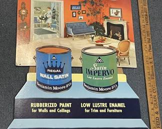 RARE Vintage 1950's Benjamin Moore Paints "Treat Your Home To More Freshness" Cardboard Advertising Store Display Sign